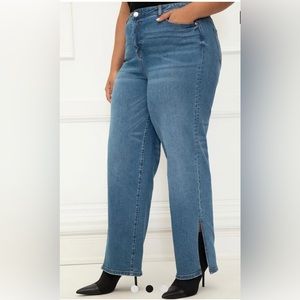 Eloquii Element Straight Leg Jeans with Slit